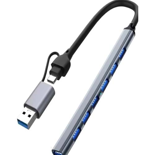 Bilişim Burada ZR288 7 PORT ADS303/D TYPE-C USB METAL USB HUB