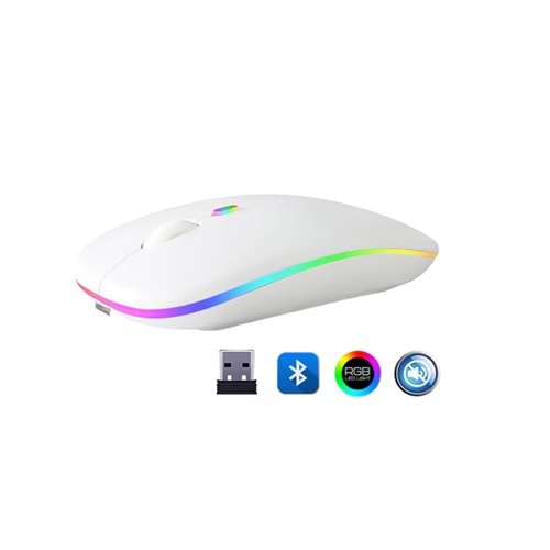 Bilişim Burada ZR215 CBA100 RGB BEYAZ ŞARJLI MOUSE