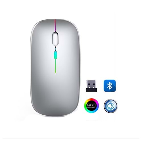 Bilişim Burada ZR215 CBA100 RGB GÜMÜŞ ŞARJLI MOUSE