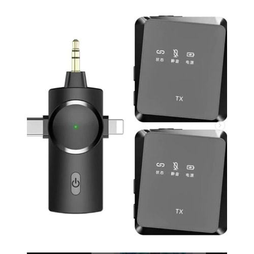 Bilişim Burada ZR503 JACK GİRİŞLİ LİGHTNİNG TYPE-C İKİLİ KARE MİKROFON