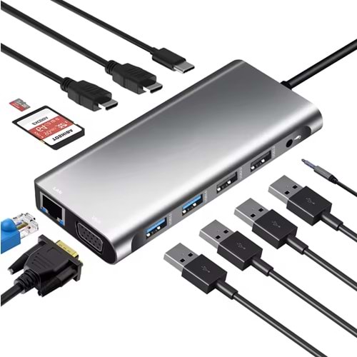Bilişim Burada ZR610 TYPE-C 12 İN 1 ÇİFT HDMI