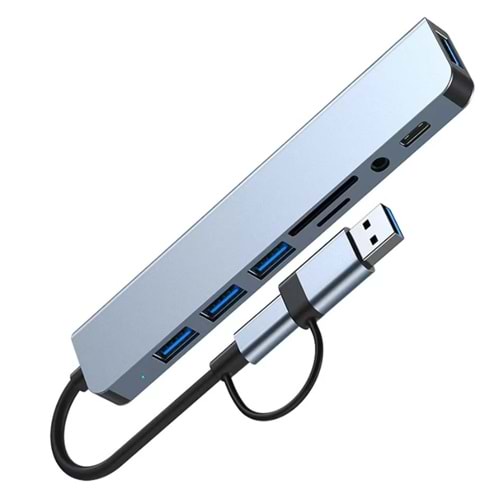Bilişim Burada BYL 2218TU SUPPORT 8 İN 1 TYPE-C USB ÇEVİRİCİ