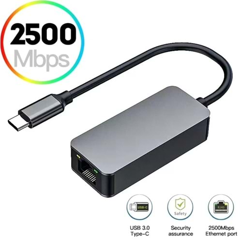 Bilişim Burada ZR621 TYPE-C GEN1 2,5G ETHERNET ÇEVİRİCİ