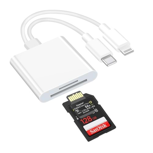 Bilişim Burada ZR636 TYPE-C LİGHTNİNG CAMERA STORAGE CARD READER