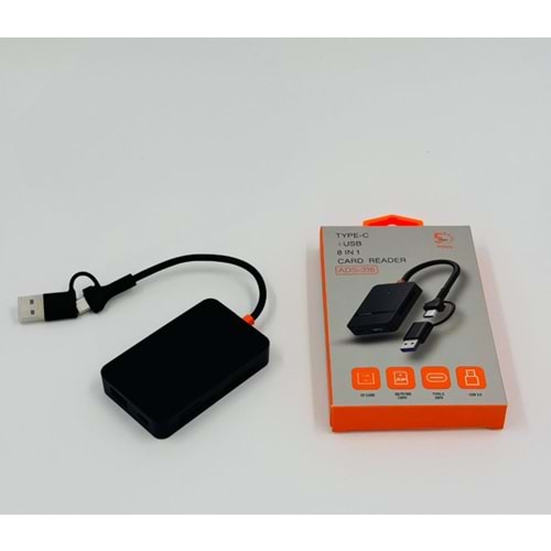 ZR783 Bilişim Burada ADS-316 TYPE-C + USB 8 İN 1 CARD READER 5GBPS