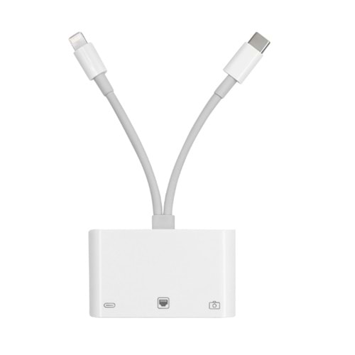 Bilişim Burada ZR814 LİGHTNİNG TYPE-C ETHERNET CAMERA ADAPTÖR