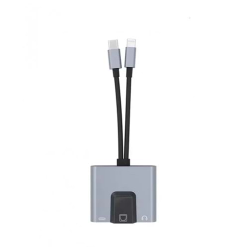 Bilişim Burada ZR815 LİGHTNİNG TYPE-C 3 İN 1 ETHERNET ÇEVİRİCİ AUX