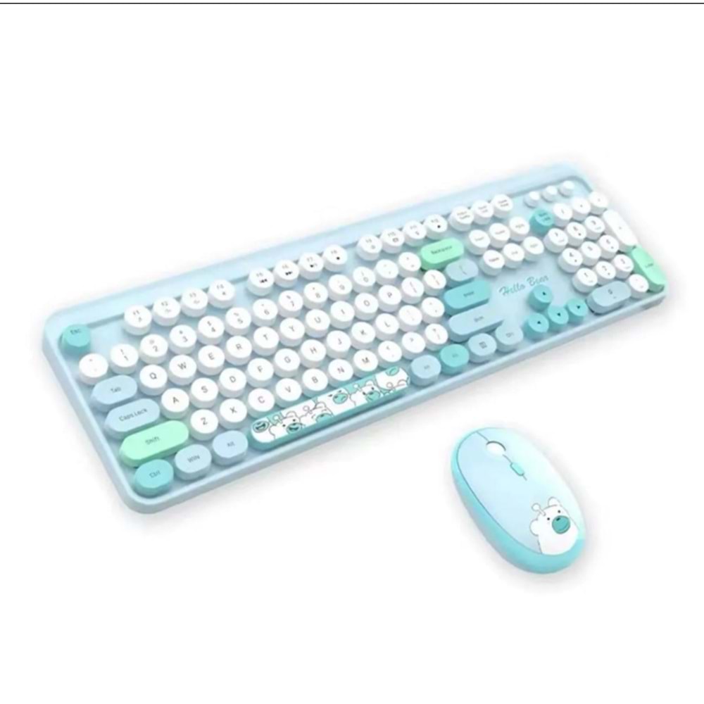GEEZER HELLO BEAR MAVİ KLAVYE MOUSE SET