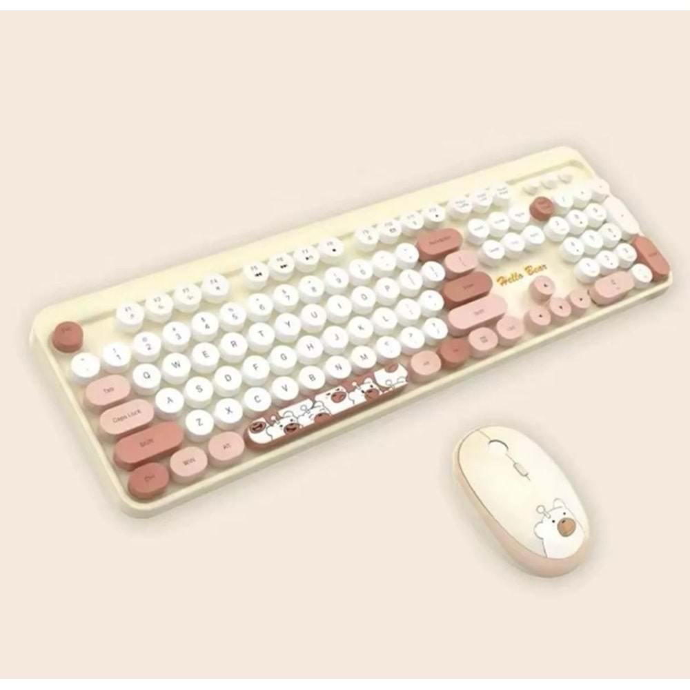 GEEZER HELLO BEAR KAHVERENGİ KLAVYE MOUSE SET