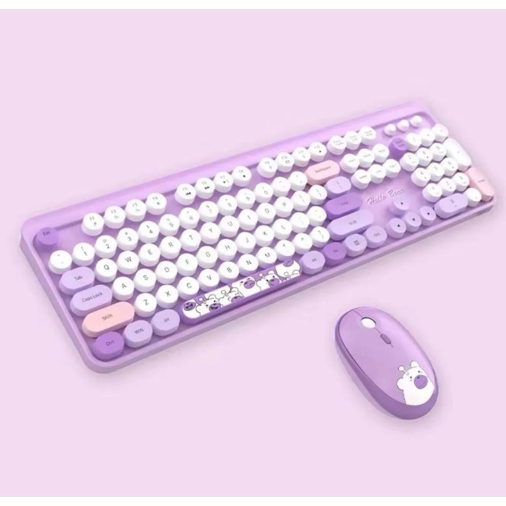 ONEZERO HELLO BEAR MOR KLAVYE MOUSE SET