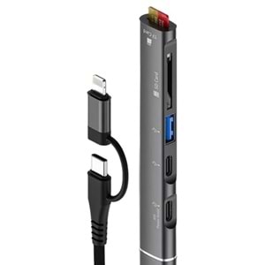 ONEZERO ZR563 LİGHTNİNG TYPE-C 5 İN 1 USB HUB CARD READER