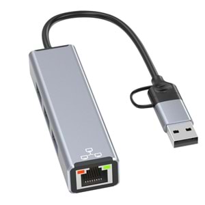 AİRSKY HC78 USB TYPE C 2 İN 1 USB HUB ETHERNET ÇEVİRİCİ