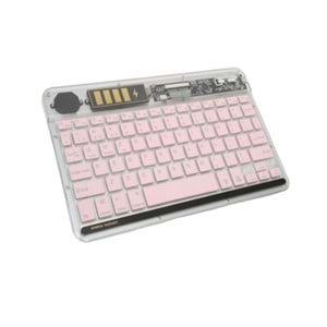 ONEZERO ZR612 RGB ŞEFFAF PEMBE BLUETHOOTH KLAVYE